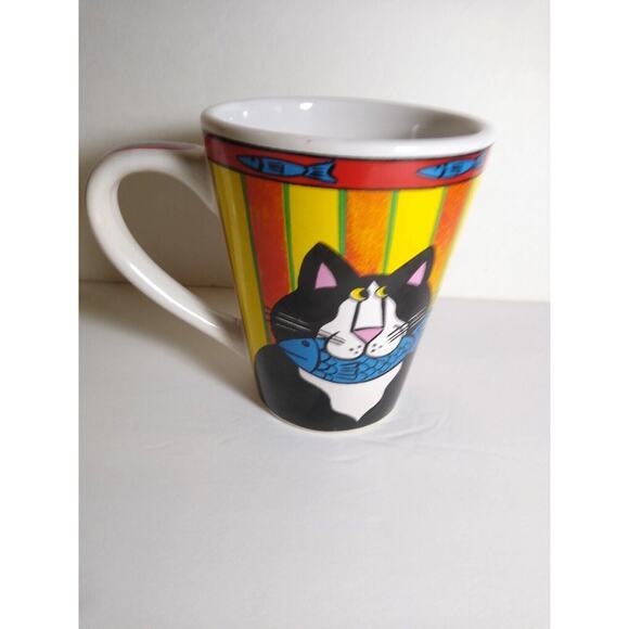 Catzilla Coffee Tea Mug Candace Reiter Designs Fish In Mouth Cats Vintage 2003 - Picture 6 of 8